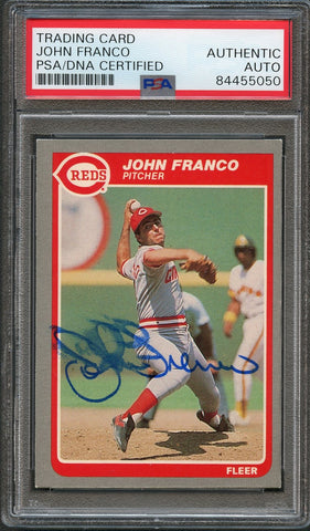 1985 Fleer #536 John Franco Signed Card PSA Slabbed Auto Reds