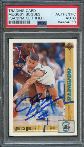 1991-1992 Upper Deck #242 Tyrone Muggsy Bogues Signed AUTO PSA Slabbed Hornets