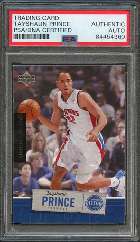 2005-06 Upper Deck #28 Tayshaun Prince Signed Card AUTO PSA Slabbed Pistons