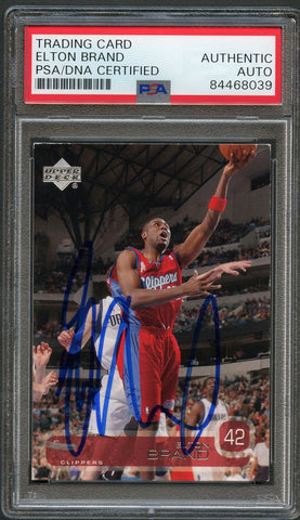 2002-03 Upper Deck #60 Elton Brand Signed Card AUTO PSA Slabbed Clippers