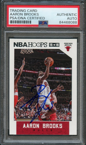 2015-16 NBA Hoops #5 Aaron Brooks Signed Card AUTO PSA Slabbed Bulls