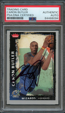 2008-09 Fleer #30 Caron Butler Signed Card AUTO PSA Slabbed Wizards