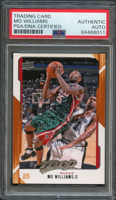 2008-09 Upper Deck MVP #86 Maurice Mo Williams Signed Card AUTO PSA Slabbed Bucks