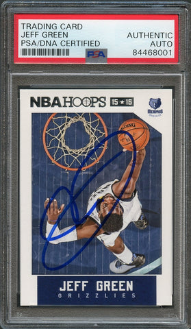 2015-16 NBA Hoops #63 Jeff Green Signed Card AUTO PSA/DNA Slabbed Grizzlies