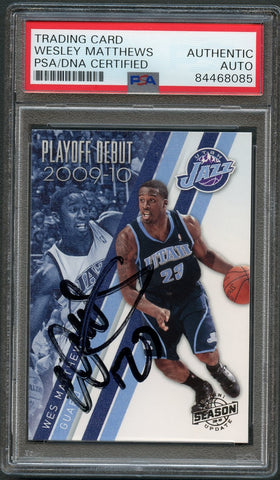 2009-10 Panini Season Update #5 Wesley Matthews Signed Card AUTO PSA Slabbed Jazz