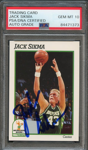 1991 NBA Hoops #122 Jack Sikma Signed Card AUTO 10 PSA/DNA Slabbed Bucks