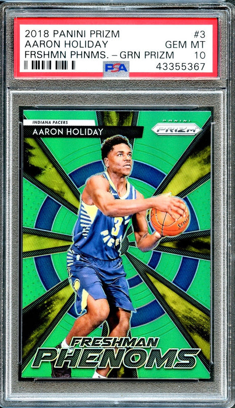 2018 Panini Prizm #3 Aaron Holiday Frshmn Phnms GRN Prizm PSA 10 Gem Mint